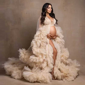 Dress Wedding Show Photo Photo 2025 Hot Pregnant Women Thin Net Yarn Dress Party Long Girl Maternity